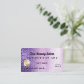 Geschenkgutschein für Lila Glitzer von Violet Visitenkarte (Stehend Vorderseite)