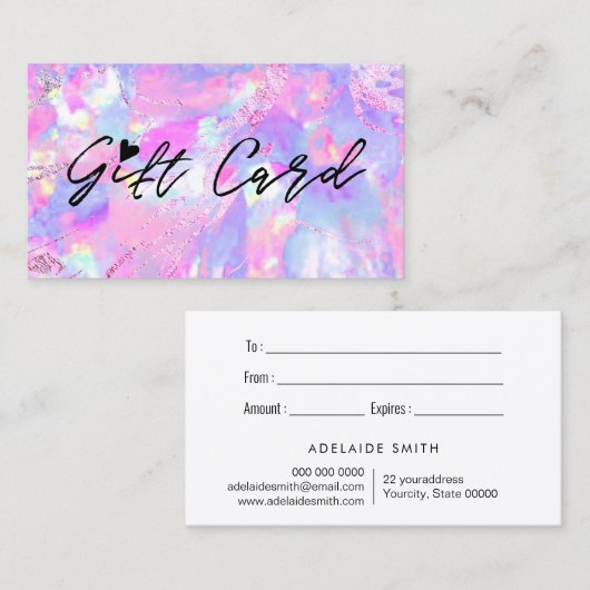 Geschenkgutschein für lila Optik Visitenkarte (Vorne/Hinten)