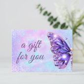Geschenkgutschein für lila Schmetterlinge (Stehend Vorderseite)
