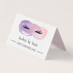 Geschenkgutschein für Lila und rosafarbene Wimpern