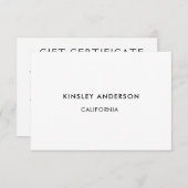 Geschenkgutschein für Minimalistische Luxus (Vorne/Hinten)