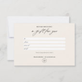 Geschenkgutschein für Minimalistische Markenbezeic Dankeskarte (Rückseite)