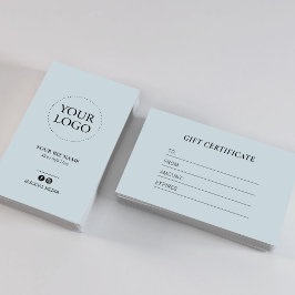 Geschenkgutschein für moderne Dusty Blue Business- Visitenkarte