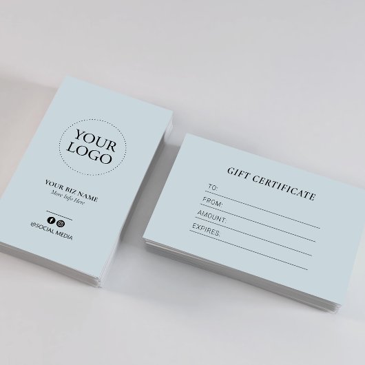 Geschenkgutschein für moderne Dusty Blue Business- Visitenkarte