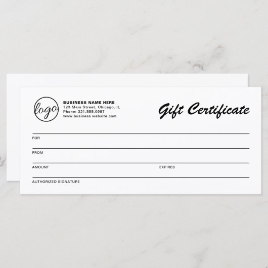 Geschenkgutschein für moderne, einfache Logos (Vorne/Hinten)