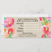 Geschenkgutschein für moderne florale Wasserfarben (Rückseite)