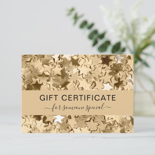 Geschenkgutschein für moderne Gold Stars (Stehend Vorderseite)