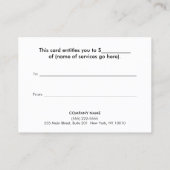 Geschenkgutschein für moderne Goldenherzen Rabattkarte (Rückseite)