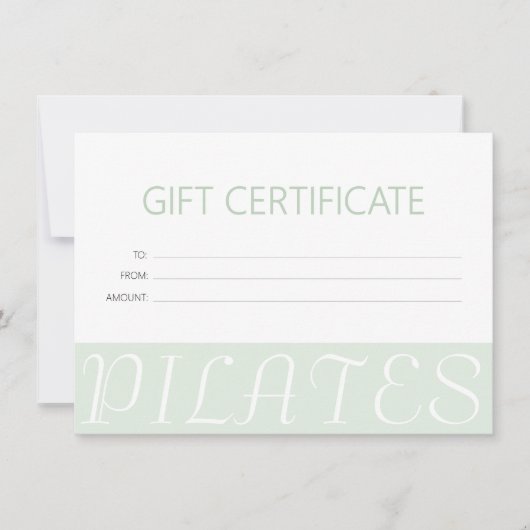 Geschenkgutschein für moderne Minzgrün-Pilates (Vorderseite)
