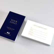 Geschenkgutschein für moderne Navy & Gold-Business
