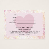 Geschenkgutschein für moderne rosa gelbe Farbe (Rückseite)