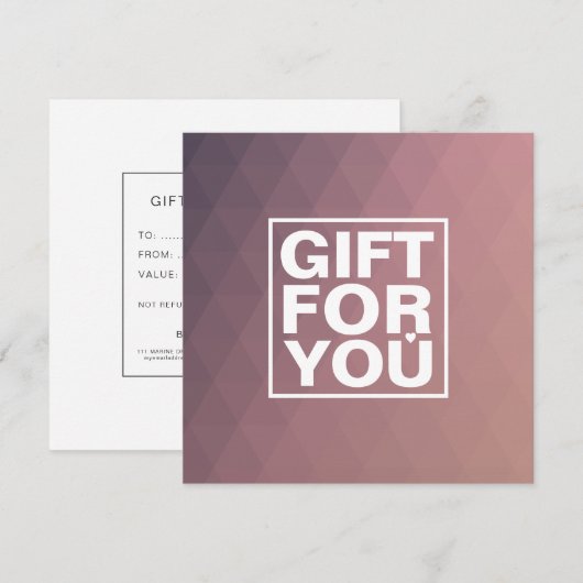 Geschenkgutschein für moderne Rose (Vorne/Hinten)