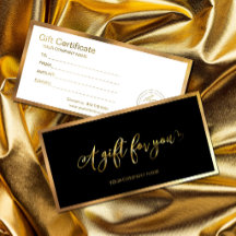 Geschenkgutschein für moderne Schwarz-Gold-Add-Log