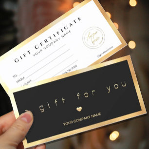 Geschenkgutschein für moderne Schwarz-Gold-Add-Log