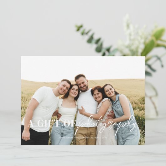 Geschenkgutschein für moderne Skriptfotografie (Stehend Vorderseite)