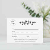 Geschenkgutschein für moderne Unternehmen mit Logo (Stehend Vorderseite)