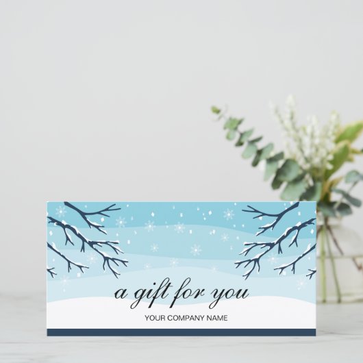 Geschenkgutschein für moderne Winterschnee (Stehend Vorderseite)