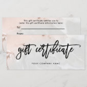 Geschenkgutschein für modernes Rosa und Graumarmor (Vorne/Hinten)