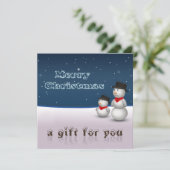 Geschenkgutschein für niedliche Snowmen (Stehend Vorderseite)