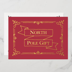 Geschenkgutschein für Nordpol Rot & Blau Folien Feiertagskarte