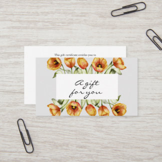 Geschenkgutschein für orangefarbene Tulpen Visitenkarte