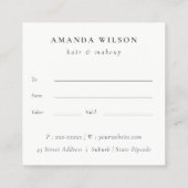 Geschenkgutschein für Palmen an der tropischen Küs Quadratische Visitenkarte (Rückseite)