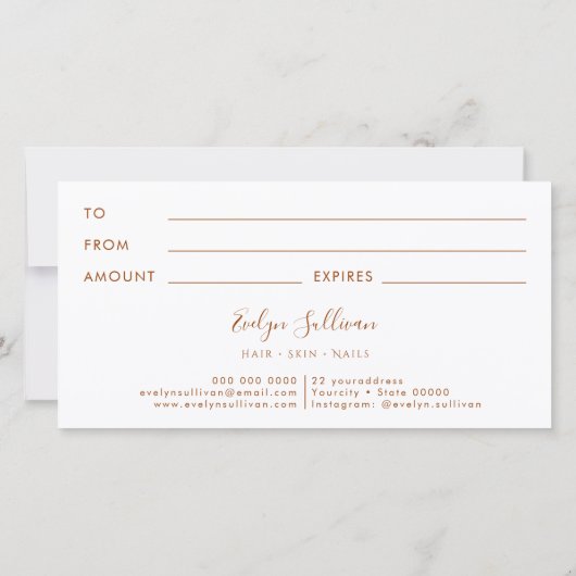 Geschenkgutschein für Pfirsichmarmor (Rückseite)