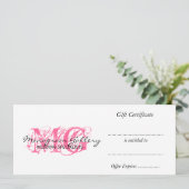 Geschenkgutschein für Privatkunden rosa Monogramm (Stehend Vorderseite)