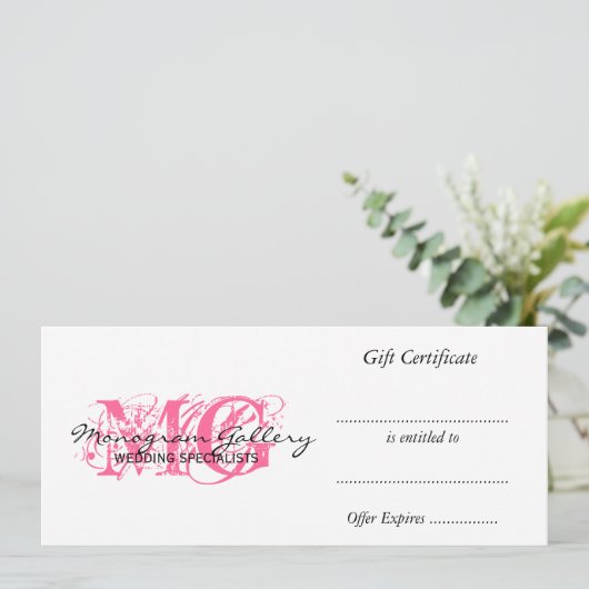 Geschenkgutschein für Privatkunden rosa Monogramm (Stehend Vorderseite)