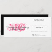 Geschenkgutschein für Privatkunden rosa Monogramm (Vorne/Hinten)