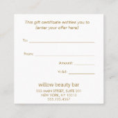 Geschenkgutschein für Rosa Blumenwasser Quadratische Visitenkarte (Rückseite)