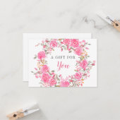 Geschenkgutschein für Rosa Flora Karte (Vorderseite/Rückseite Beispiel)