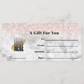 Geschenkgutschein für Rosa Glitzer-Marmorlogo (Vorne/Hinten)