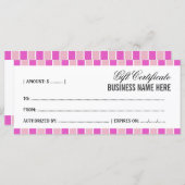 Geschenkgutschein für rosa Quadrate (Vorne/Hinten)