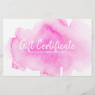Geschenkgutschein für Rosa Wasserfarben Briefpapier