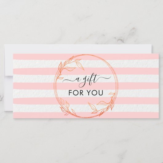 Geschenkgutschein für rosa weiße Streifen (Vorderseite)