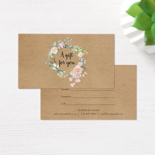 Geschenkgutschein für Rose Garland Rustic Kraft (Schreibtisch)