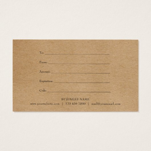 Geschenkgutschein für Rose Garland Rustic Kraft (Rückseite)