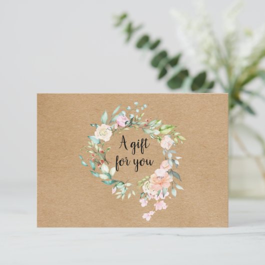 Geschenkgutschein für Rose Garland Rustic Kraft (Stehend Vorderseite)