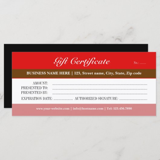 Geschenkgutschein für rote Tones (Vorne/Hinten)