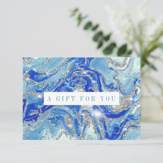 Geschenkgutschein für Royal Blue und Silver Marble (Stehend Vorderseite)