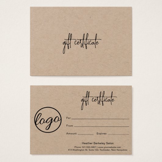 Geschenkgutschein für Rustikal-Business-Logos (Vorne & Hinten)