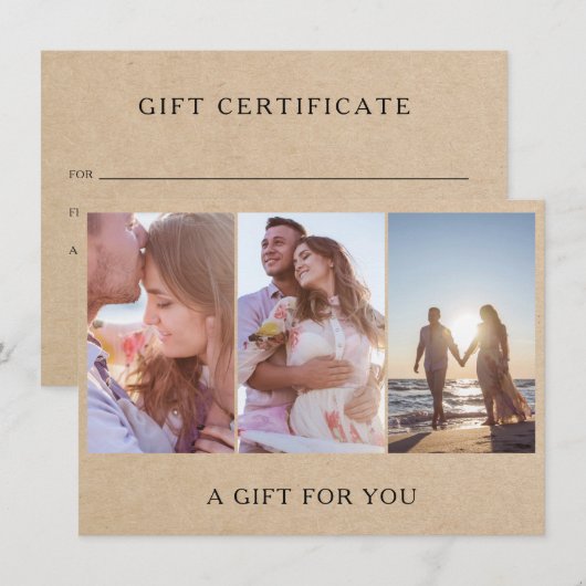 Geschenkgutschein für rustikale Fotocollage (Vorne/Hinten)