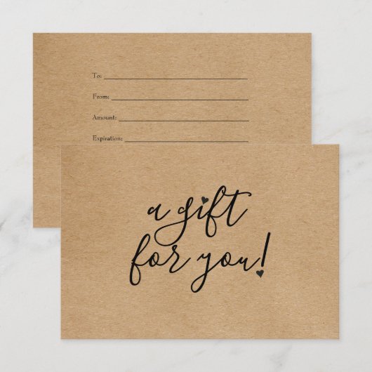 Geschenkgutschein für rustikale Kraft (Vorne/Hinten)