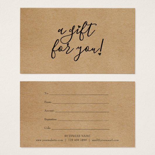 Geschenkgutschein für rustikale Kraft (Vorne & Hinten)