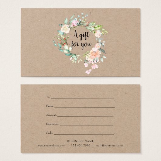 Geschenkgutschein für rustikale Rose (Vorne & Hinten)