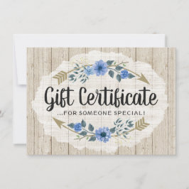 Geschenkgutschein für rustikales Holz und Bohemisc