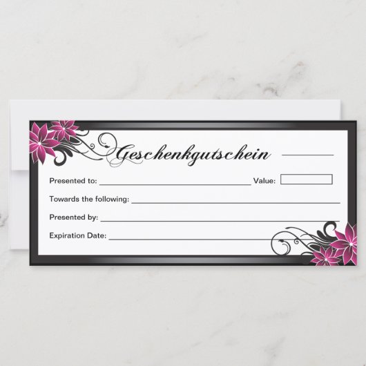 Geschenkgutschein für Salon (Vorderseite)
