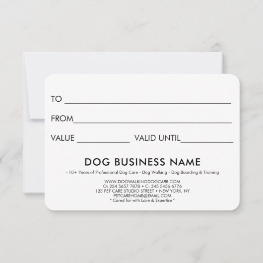 Geschenkgutschein für Schwarzen Hund Boarding (Rückseite)