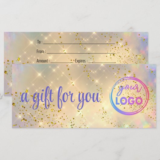 Geschenkgutschein für simulierten Glitzer (Vorne/Hinten)